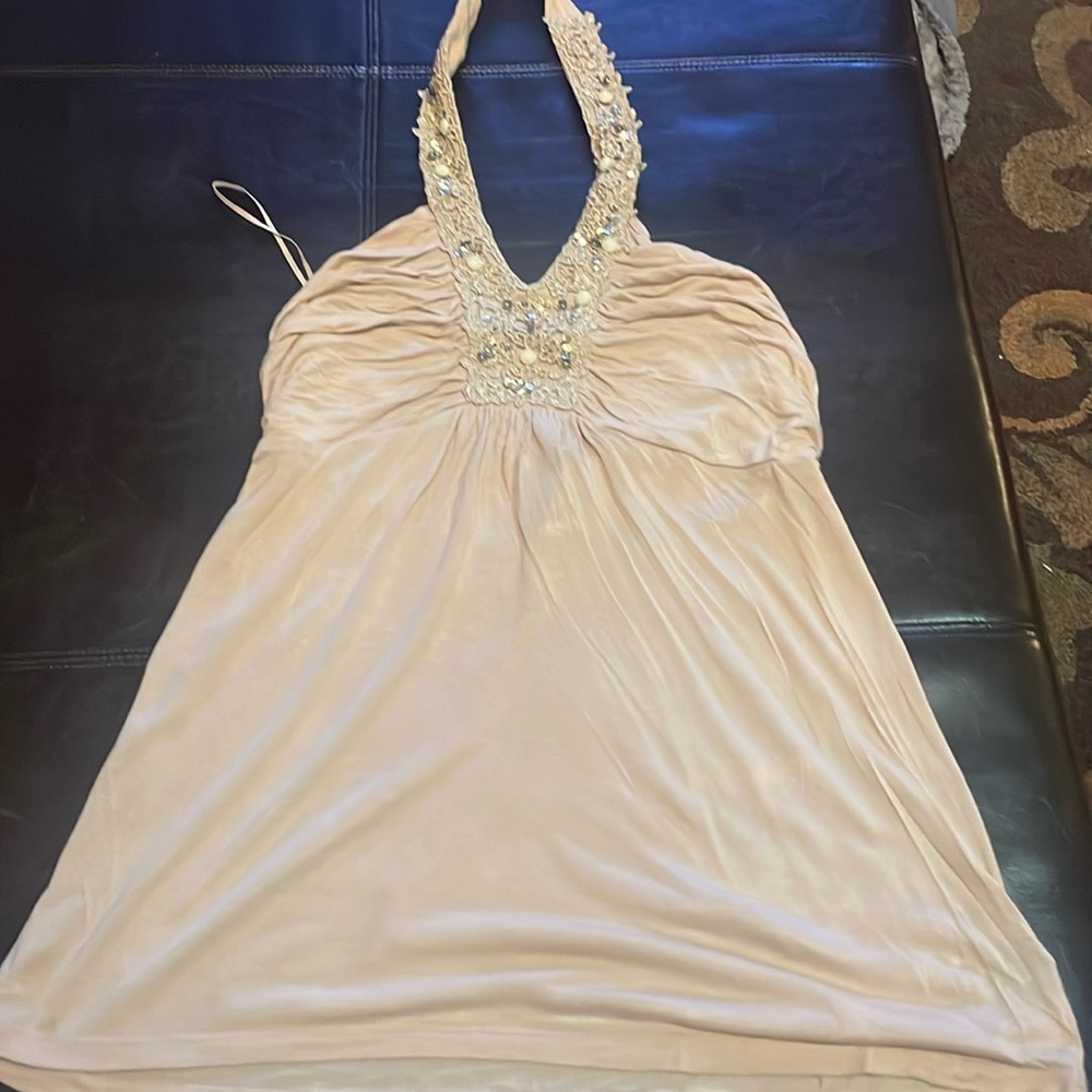 Cream colored beaded halter